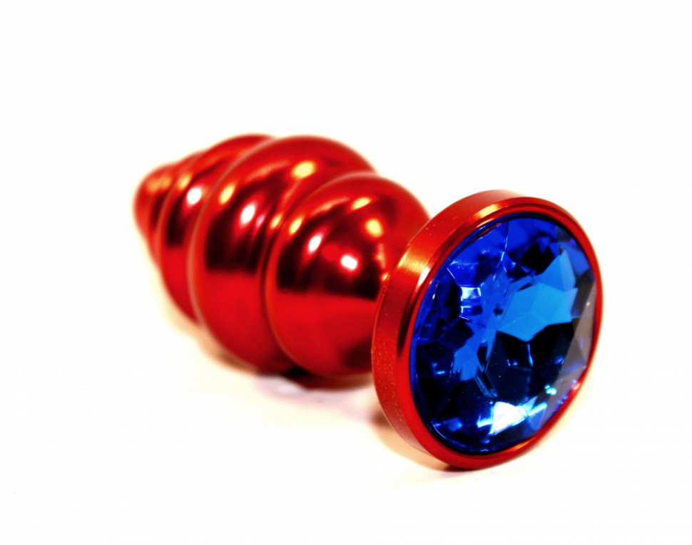 Пробка металл 7,3х2,9см фигурная красная синий страз 47426-3MM