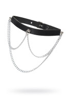 Чокер с цепочками, модель 2 Pecado BDSM, натуральная кожа, черный