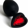Анальная пробка силиконовая в виде сердечка с красным стразом 47602-MM