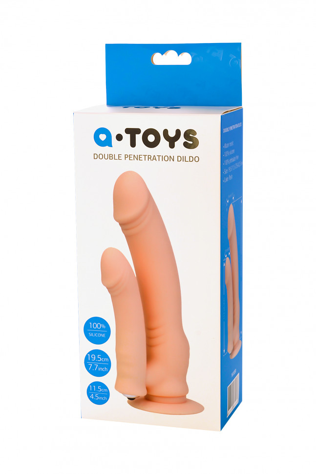 Реалистичный фаллоимитатор TOYFA  A-Toys Twint, Силикон, Телесный, 19,5 см