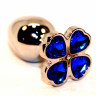 Пробка анальная металл 7,5х2,8см с сердечком синий страз 47439-3MM