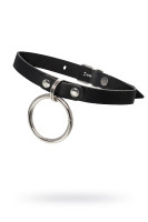 Чокер с круглым кольцом, модель 2 Pecado BDSM, натуральная кожа, черный