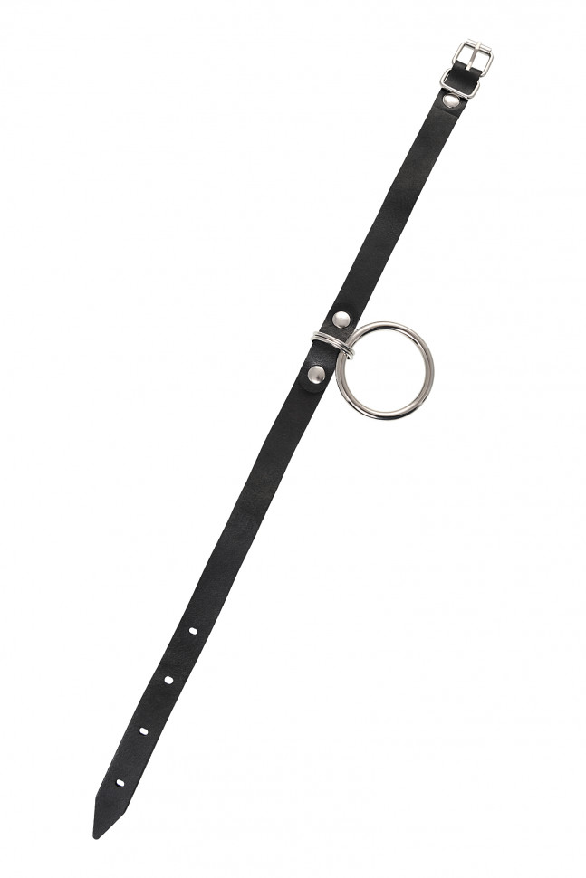 Чокер с круглым кольцом, модель 2 Pecado BDSM, натуральная кожа, черный