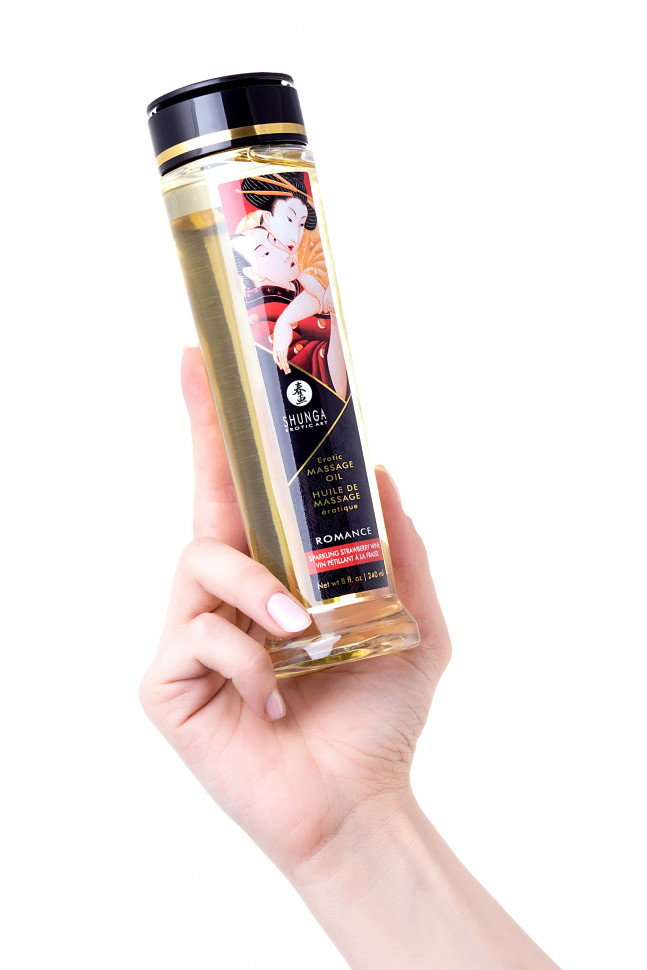 Масло для массажа Shunga Romance, натуральное, возбуждающее, клубника и шампанское, 240 мл.
