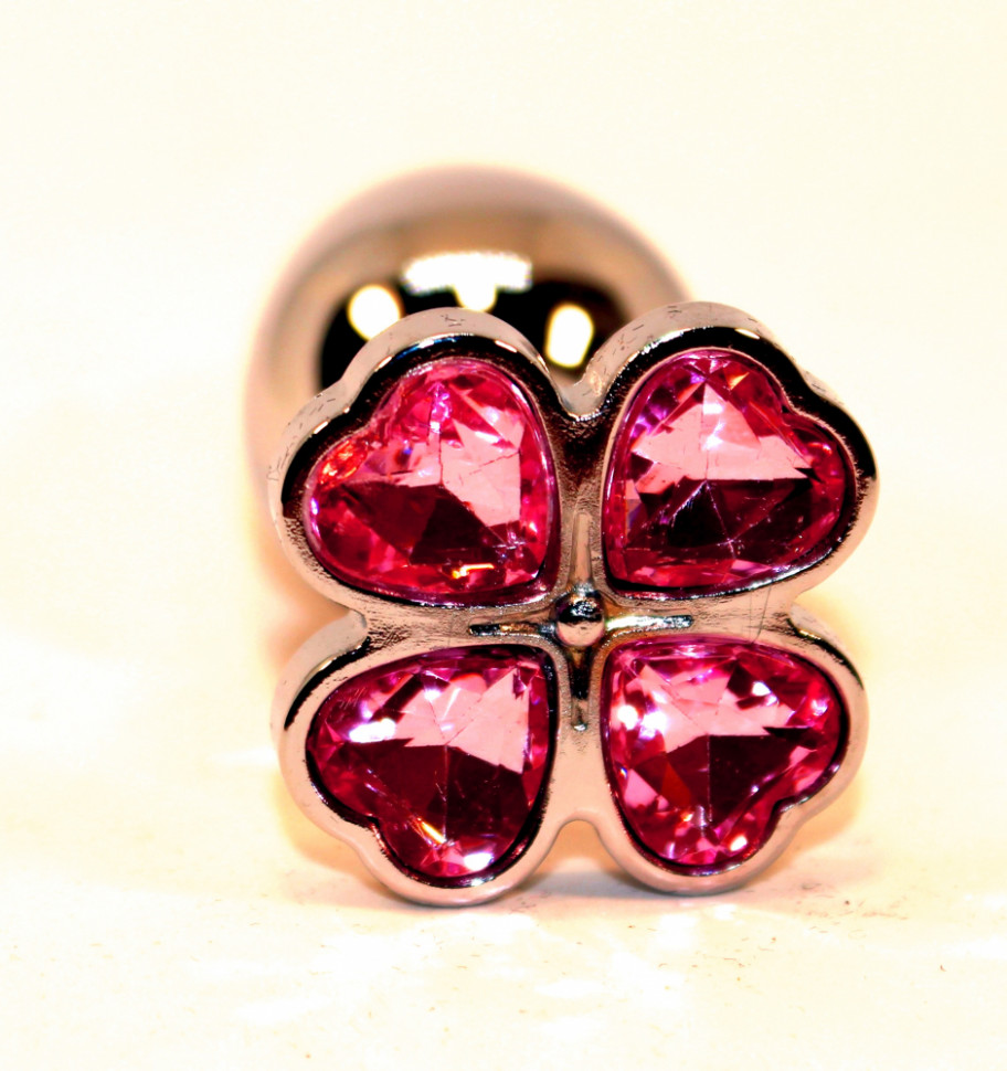 Пробка анальная металл 7,5х2,8см с сердечком красный страз 47439-2MM