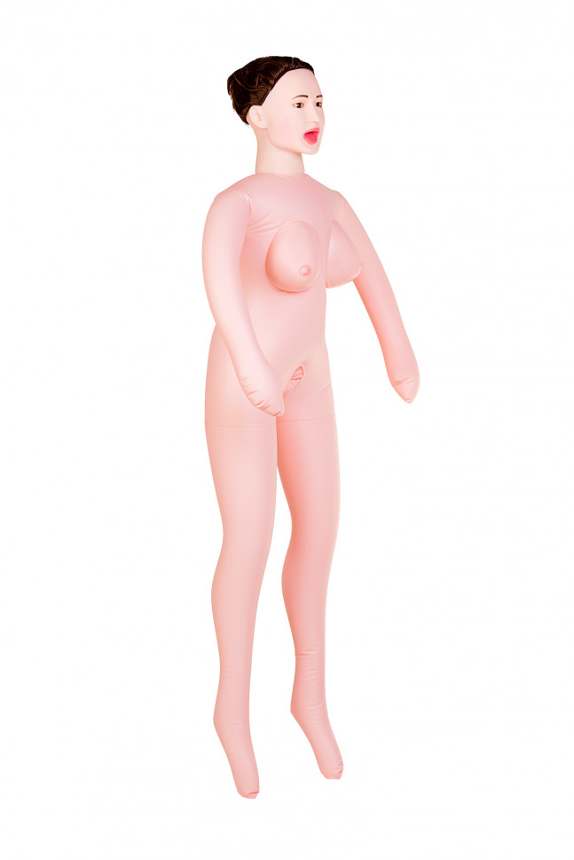 Кукла надувная Gabriella с реалистичной головой, брюнетка, TOYFA Dolls-X, с тремя отверстиями,  кибер вставка вагина – анус, 160 см