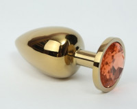 Анальная пробка металл 4х9,5 золото желтый страз 47059-2MM