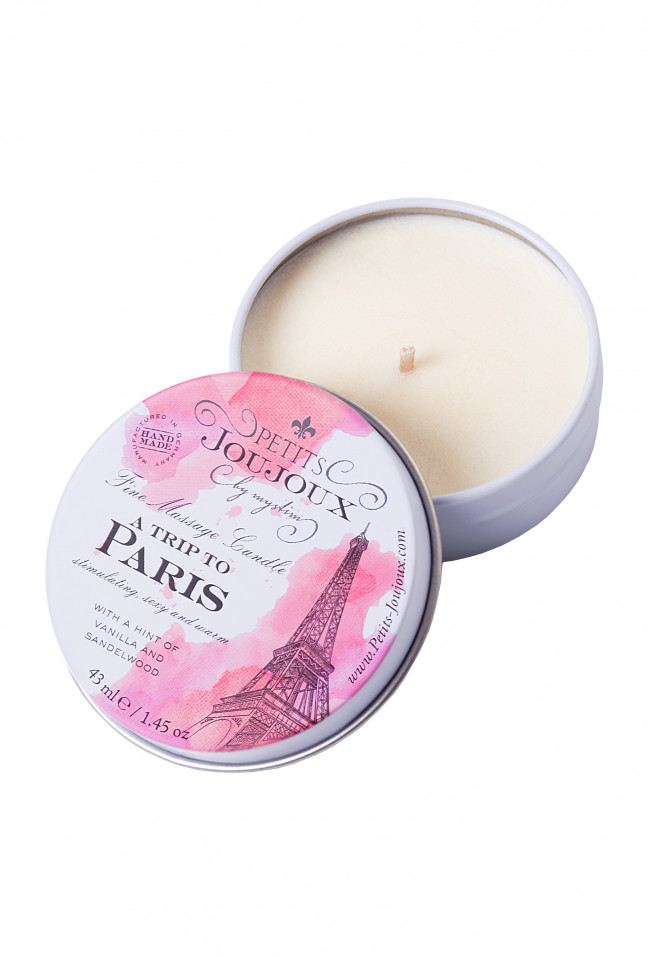 Массажная свеча Petits JouJoux Mini Paris с ароматом ванили и сандалового дерева, 43 мл