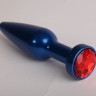 Анальная пробка металл 11,2х2,9см синяя с красным 47197-1-MM