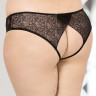 Трусики кружевные открытые SoftLine Collection, черный, XХХL