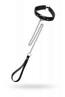 Ошейник Pecado BDSM, двухслойный с белой строчкой, натуральная кожа, черный