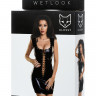 Платье Glossy из материала Wetlook с заклепками, черный, L