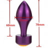 Анальная пробка металл фиолетовая с прозрачным стразом 7,8х2,9см 47445-4MM