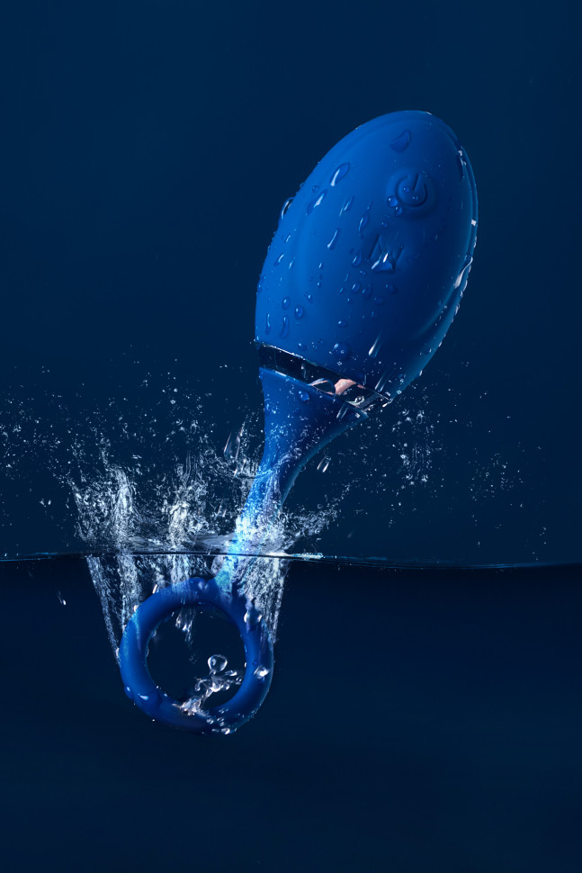 Анальная вибровтулка O'Play Wave с пультом ДУ, силикон, синий, 15,5 см.