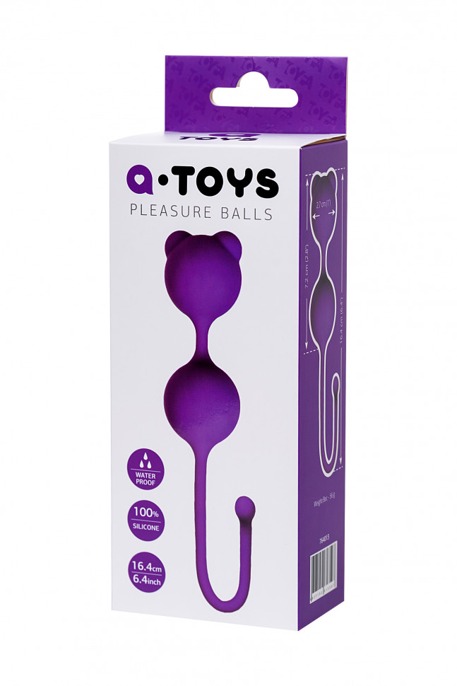 Вагинальные шарики A-Toys by TOYFA Meeko,  силикон, фиолетовые, 16,4 см, Ø 2,7 см