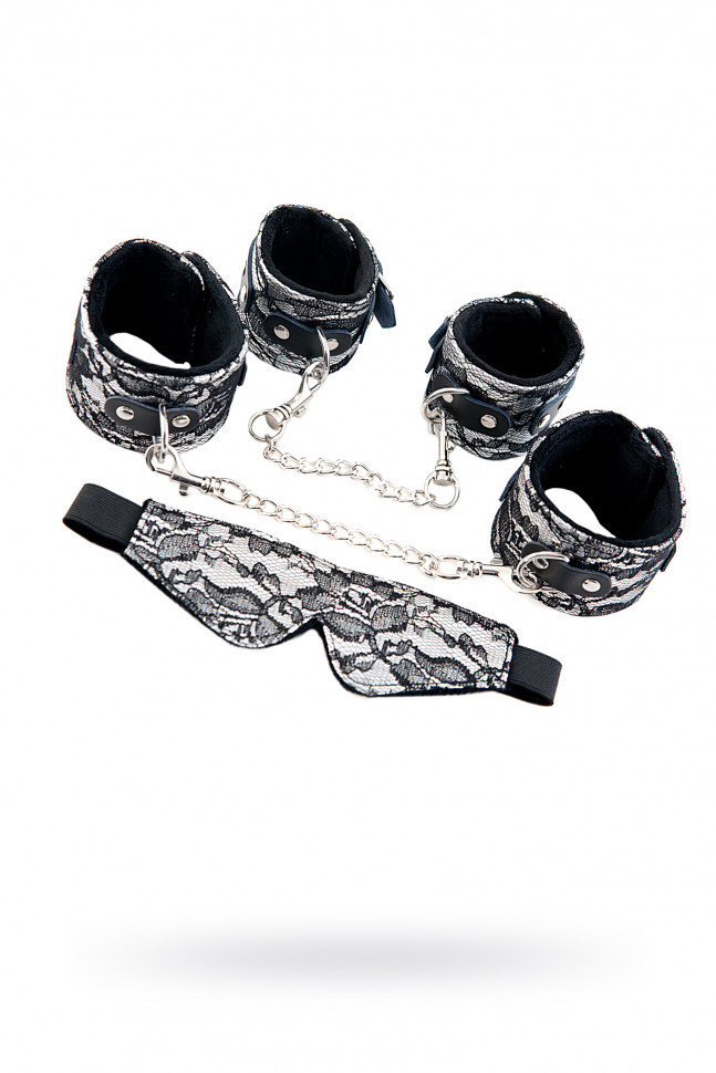 Кружевной набор TOYFA Marcus (наручники, оковы и маска), серебристый