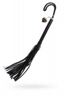 Плеть Pecado BDSM, чёрная рукоять, чёрные хлысты, натуральная кожа