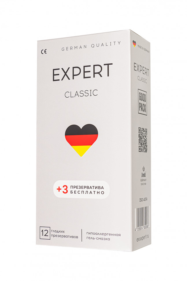Презервативы EXPERT Classic Germany 12шт +(3 бесплатно)., классические