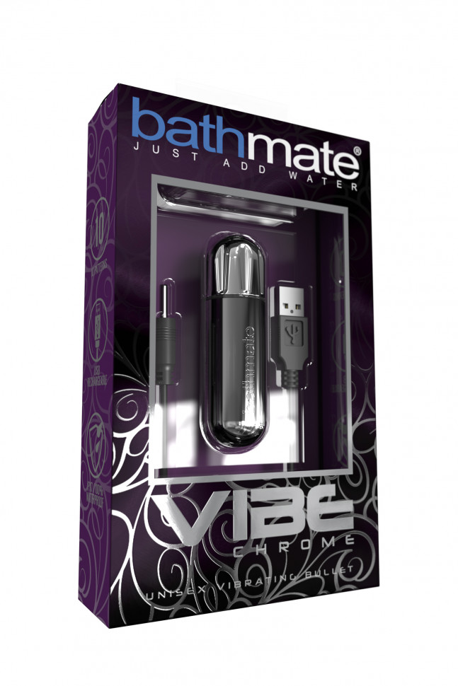 Вибропуля Bathmate Vibe Bullet Chrome, пластик, серебряная