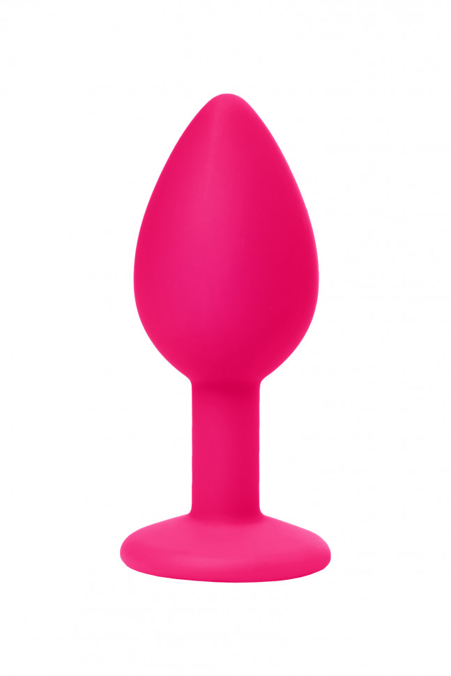 Анальная втулка Штучки-Дрючки, с прозрачным кристаллом, силикон, розовая, 2,7 см