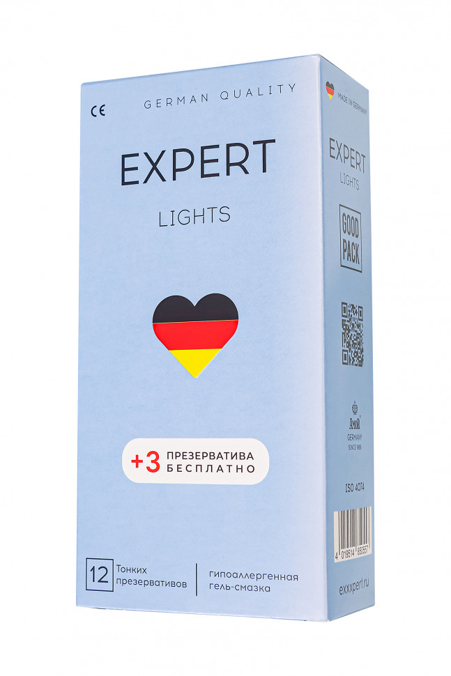 Презервативы EXPERT Lights Germany 12шт +(3 бесплатно), ультратонкие