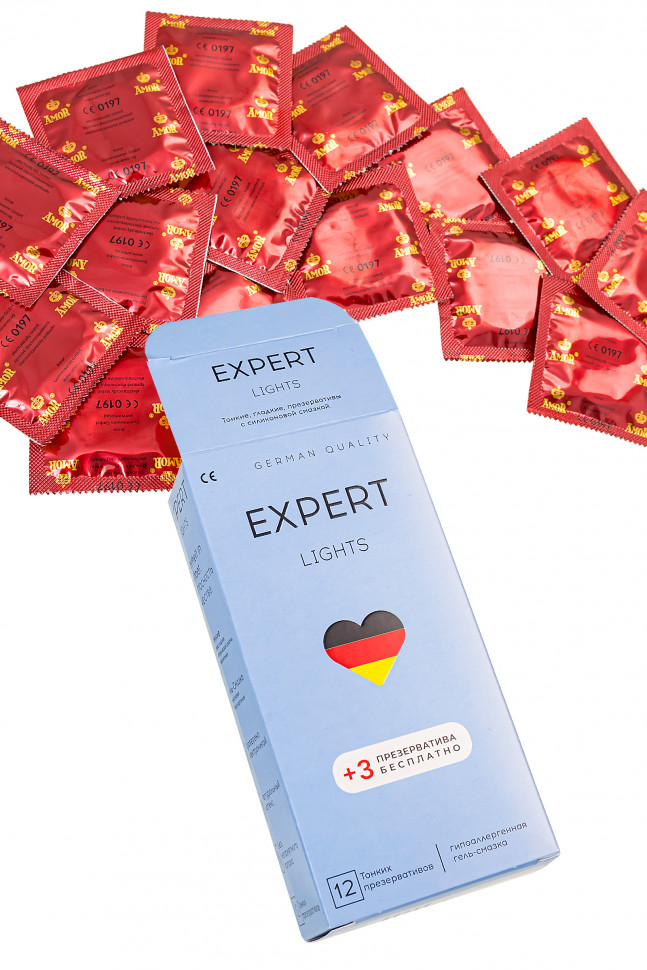 Презервативы EXPERT Lights Germany 12шт +(3 бесплатно), ультратонкие
