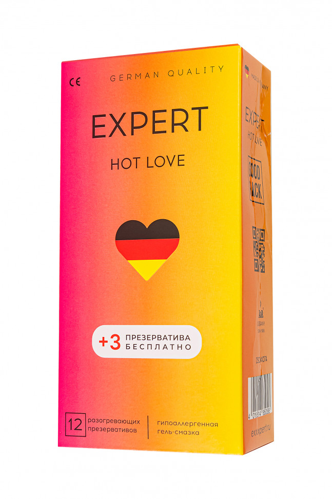 Презервативы EXPERT Hot Love Germany 12шт +(3 бесплатно), с разогревающим эффектом