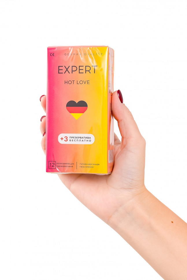 Презервативы EXPERT Hot Love Germany 12шт +(3 бесплатно), с разогревающим эффектом