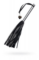 Плеть большая Pecado BDSM, металлическая рукоять, чёрные хлысты, натуральная кожа