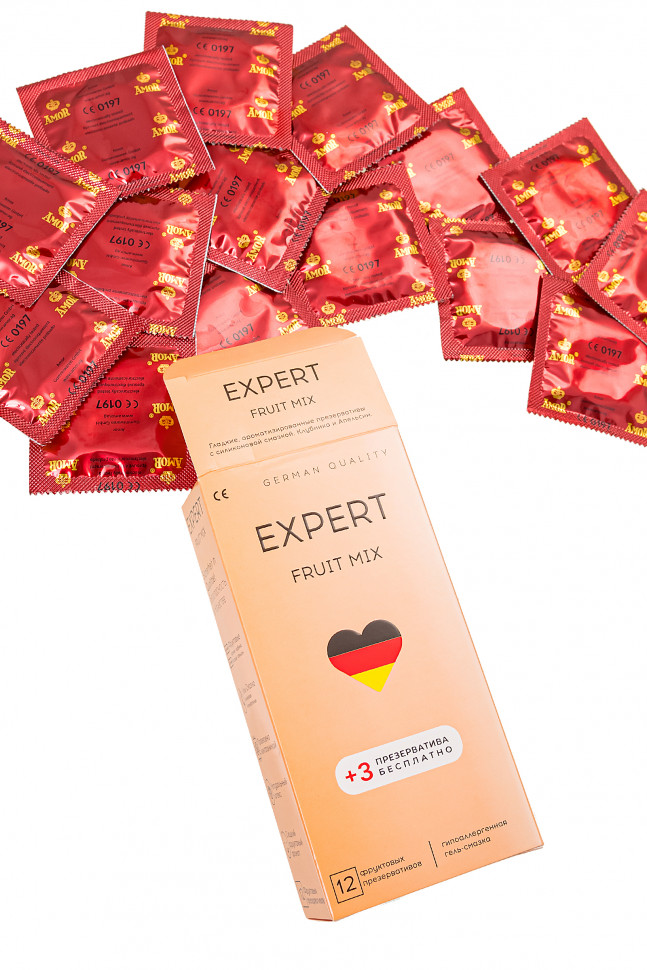 Презервативы EXPERT Fruit Mix Germany 12шт +(3 бесплатно)., фруктовые ароматизированные