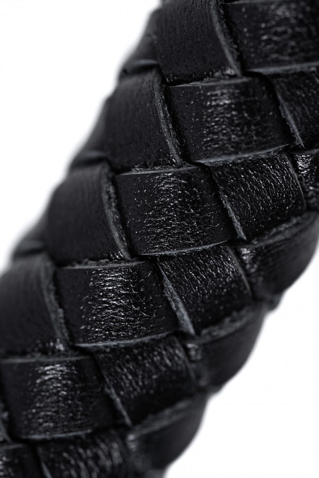 Кнут плетеный Pecado BDSM, натуральная кожа, черный, 65 см