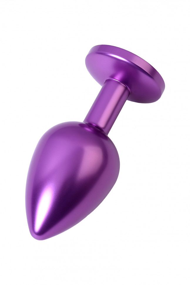 Анальная втулка, Metal by TOYFA, фиолетовая, с фиолетовым кристаллом, 8,2 см, Ø3,4 см, 85 г.