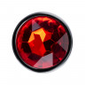 Анальная втулка Штучки-Дрючки, серебряная, с красным кристаллом, Ø 3 см, 94 г
