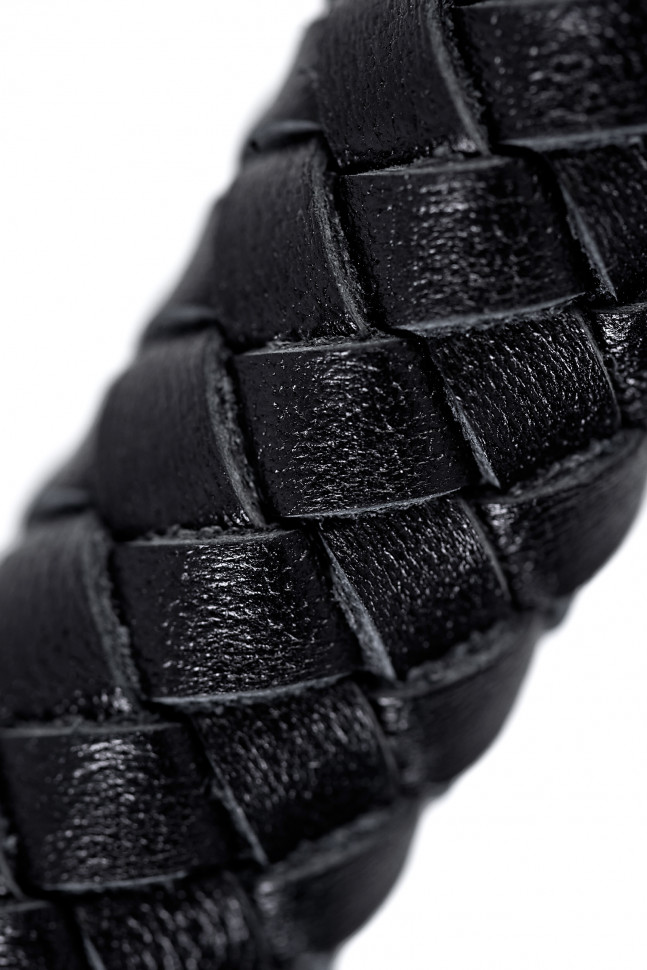 Кнут плетеный Pecado BDSM, натуральная кожа, черный, 75 см