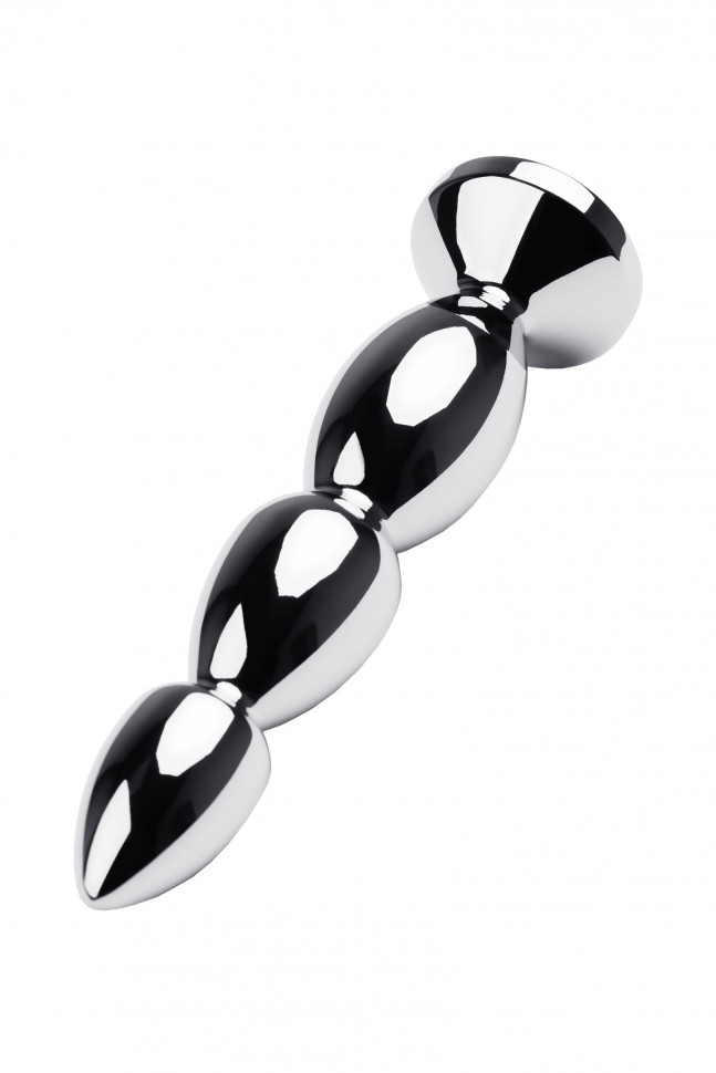 Анальная втулка Metal by TOYFA, металл, серебряная, с синим кристаллом, 14 см, Ø 2,5 см, 125 г