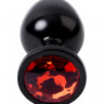 Анальная втулка Metal by TOYFA, металл, черная, с красным кристаллом, 8,2 см, Ø3,4 см, 85 г.