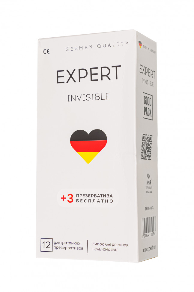 Презервативы EXPERT Invisible Germany 12шт +(3 бесплатно), ультратонкие