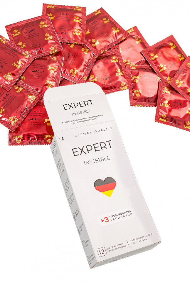 Презервативы EXPERT Invisible Germany 12шт +(3 бесплатно), ультратонкие