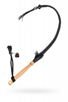 Кнут плетеный Pecado BDSM, натуральная кожа, черный, 85 см