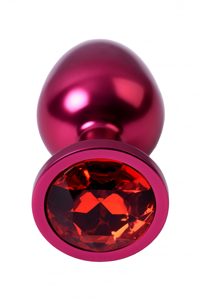 Анальная втулка Metal by TOYFA, металл, красная, с красным кристаллом, Ø3,4 см, 85 г.
