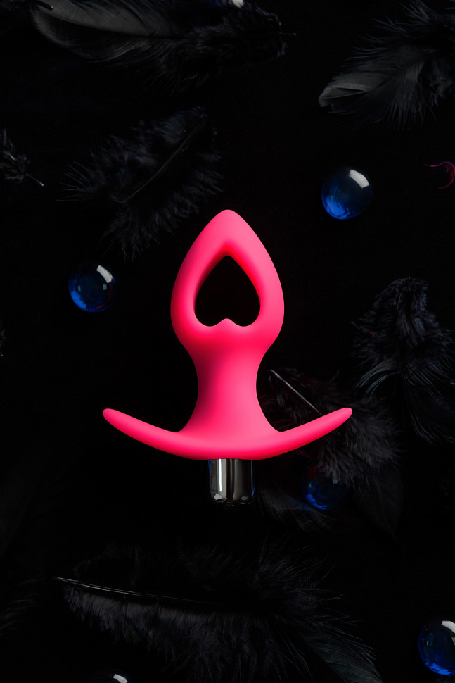 Анальная вибровтулка-расширитель POPO Pleasure by TOYFA «Сердечко», силикон, розовая, 17 см, Ø 7,5 см