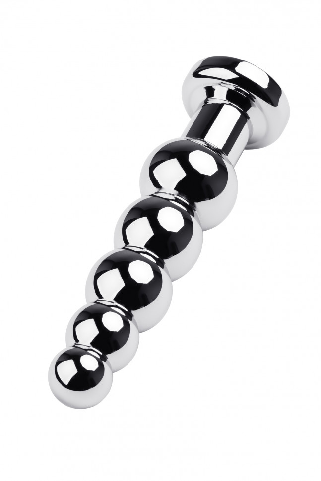 Анальная втулка Metal by TOYFA, металл, серебряная, с синим кристаллом, 14 см, Ø 3,4 см, 190 г