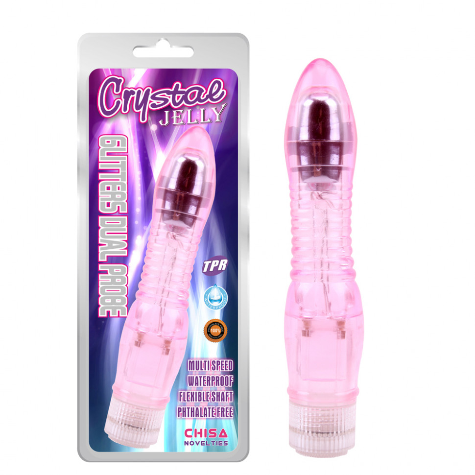 Вибратор Glitters Dual Probe Pink CN-131848260