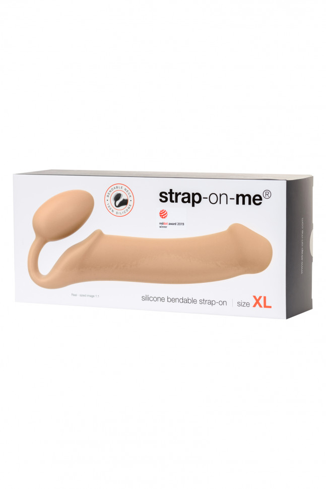 Безремневой нереалистичный страпон Strap-on-me, XL, силикон, телесный, 25,5 см