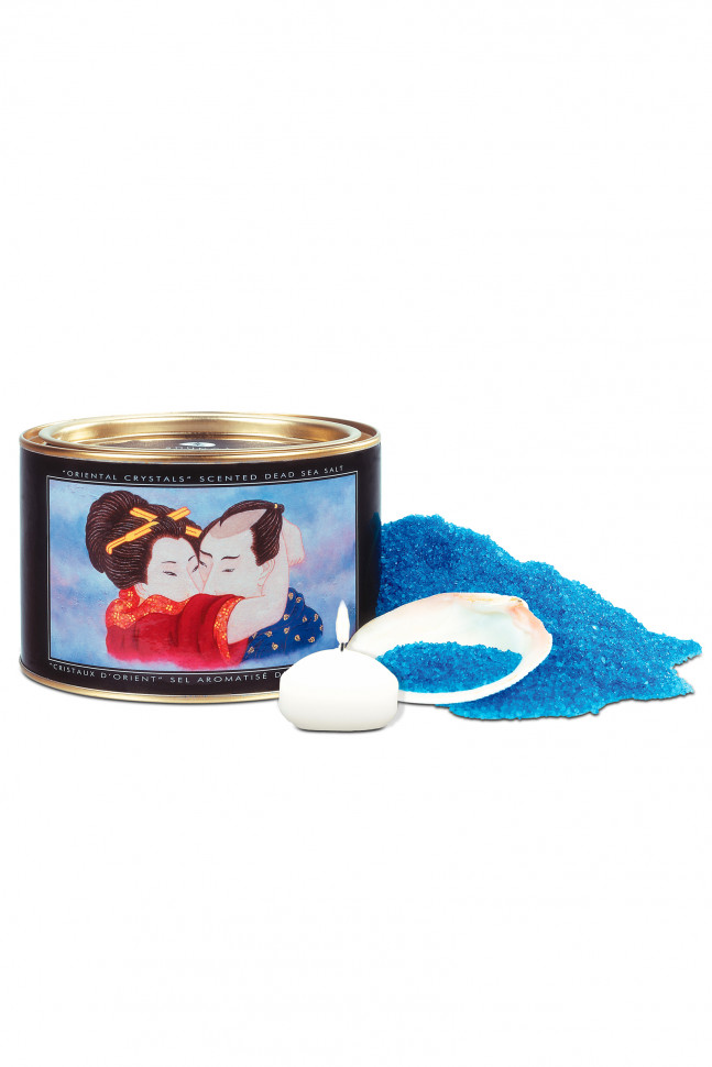 Соль Мёртвого моря для ванны Shunga Oriental Crystals «Афродизия» с лечебным эффектом, в комплекте свеча+ракушка, 600 г