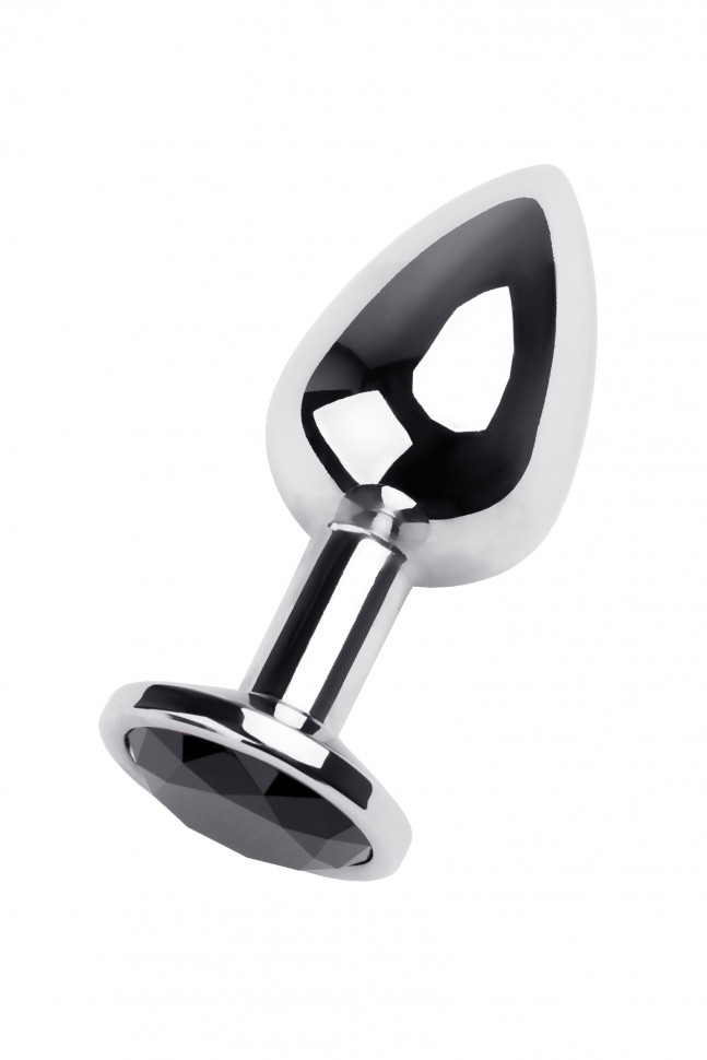 Анальная втулка Metal by TOYFA, металл, серебряная, с чёрным кристаллом, 9,5 см, Ø 4 см, 150 г