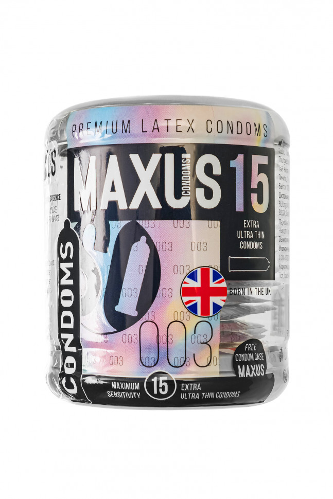 Презервативы Maxus, тонкие, латекс, железный кейс, 18 см, 5,3 см, 15 шт.
