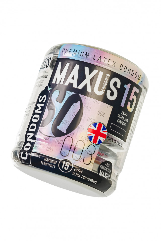 Презервативы Maxus, тонкие, латекс, железный кейс, 18 см, 5,3 см, 15 шт.