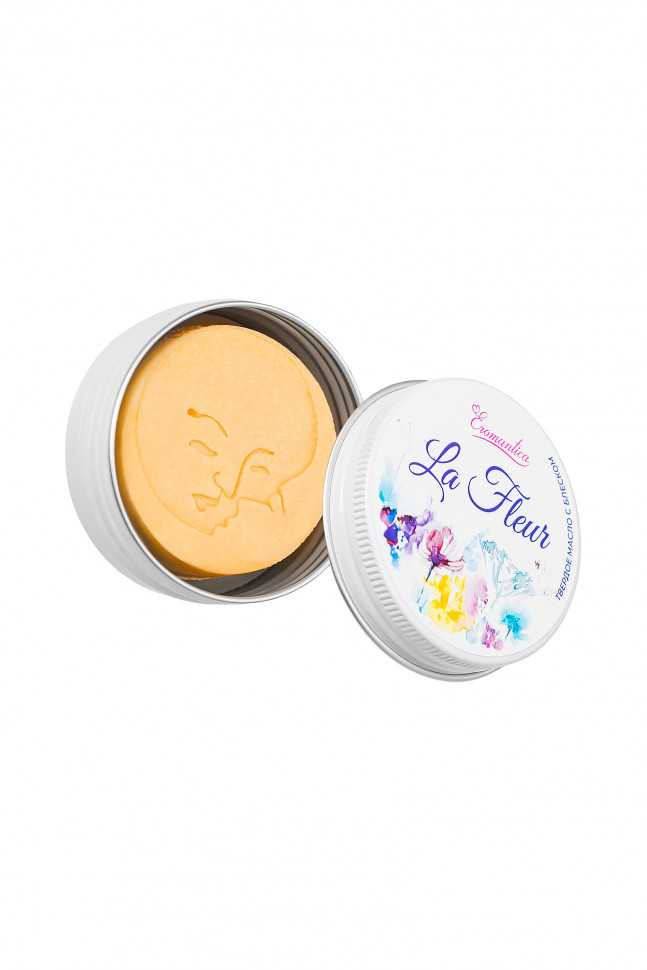 Твердое массажное масло Eromantica «La fleur» с блеском, 20 г