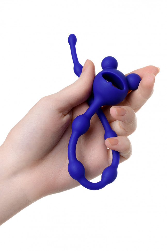 Анальная цепочка ToDo by Toyfa Froggy, силикон, синяя, 27,4 см, Ø 1,4 см